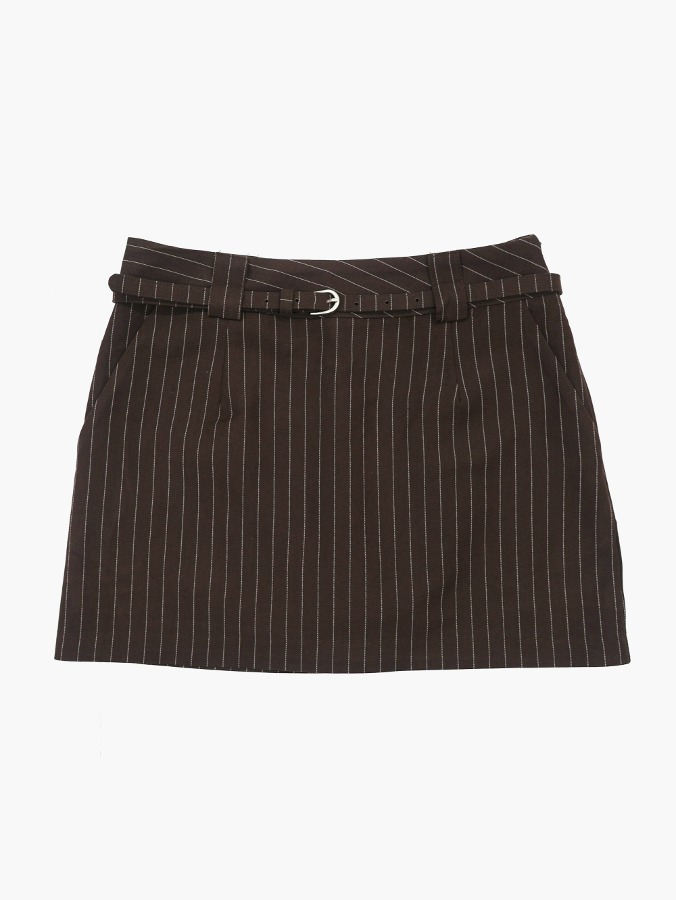stripe belt set mini skirt