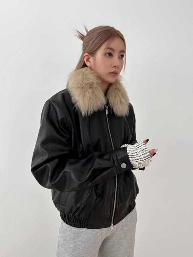 fur collar leather jacket