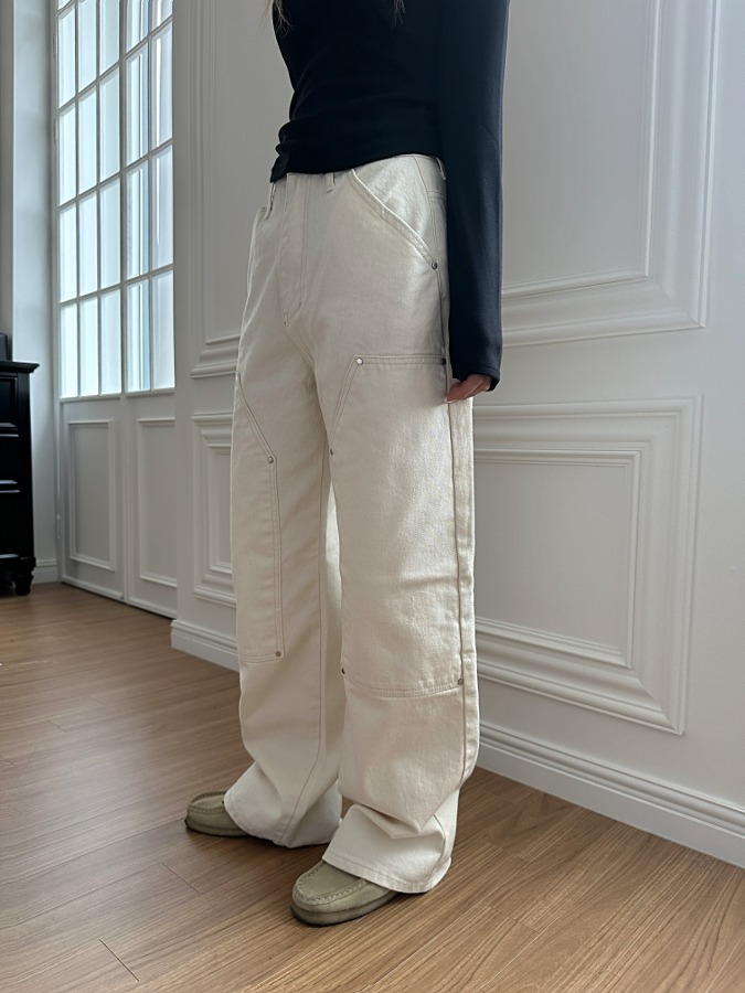 stud wide cotton pants