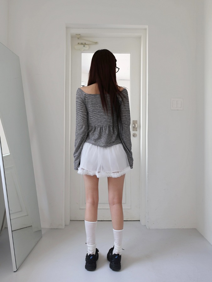 lace frill chiffon mini skirt